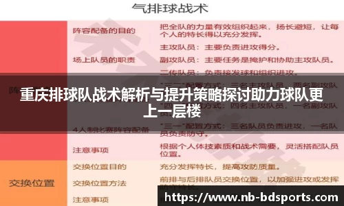 重庆排球队战术解析与提升策略探讨助力球队更上一层楼